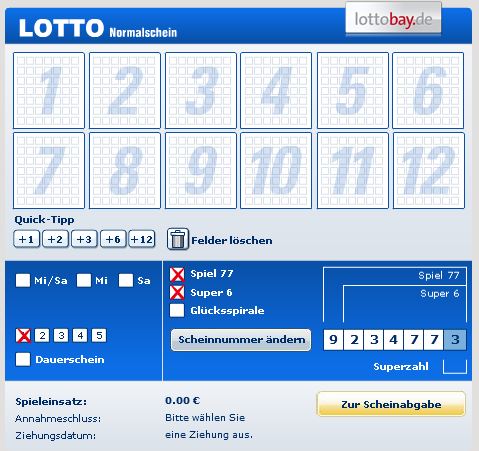 Lottoscheinr auf Lottobay