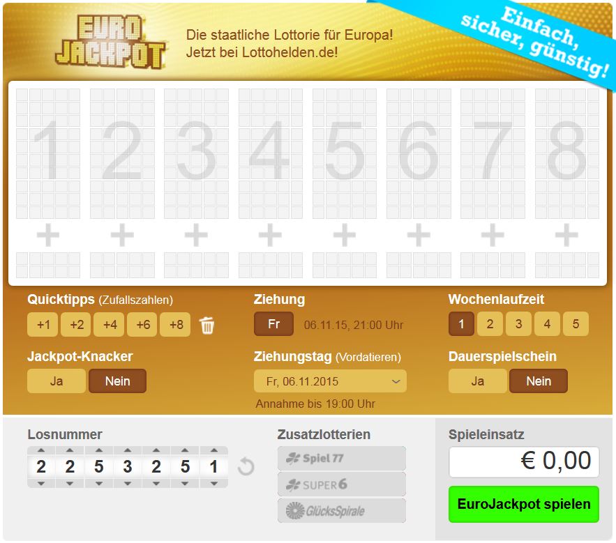 EuroJackpot Online-Spielschein
